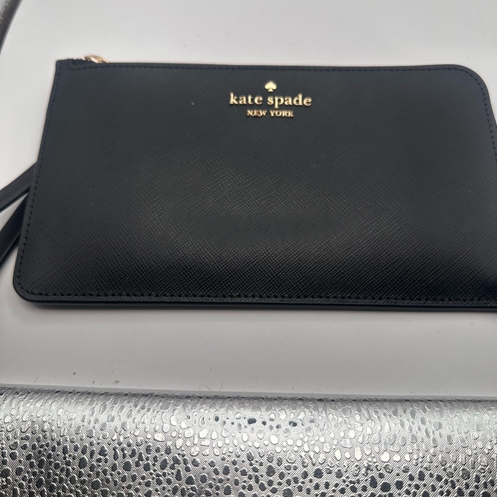 Kate Spade Black Clutch with Gold Logo